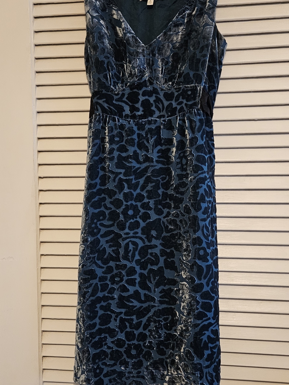 ANTHROPOLOGIE  Moulinette Soeurs blue Velvet Burnout Floral Midi Dress